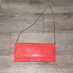 CARLOS FALCHI FATTO A MANO WMN RED PINK ZEBRA SUEDE DESIGNER SHOULDER BAG CHAIN